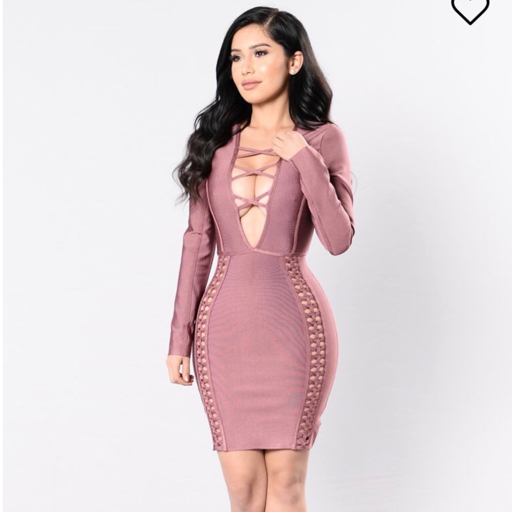 Fashionnova dark blush Bandage Dress